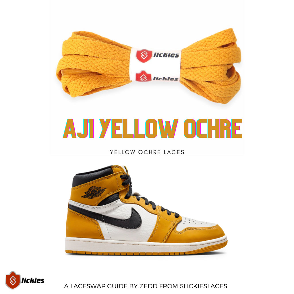 Yellow Ochre laces for the Air Jordan 1 Yellow Ochre - Where to buy them? | Slickieslaces