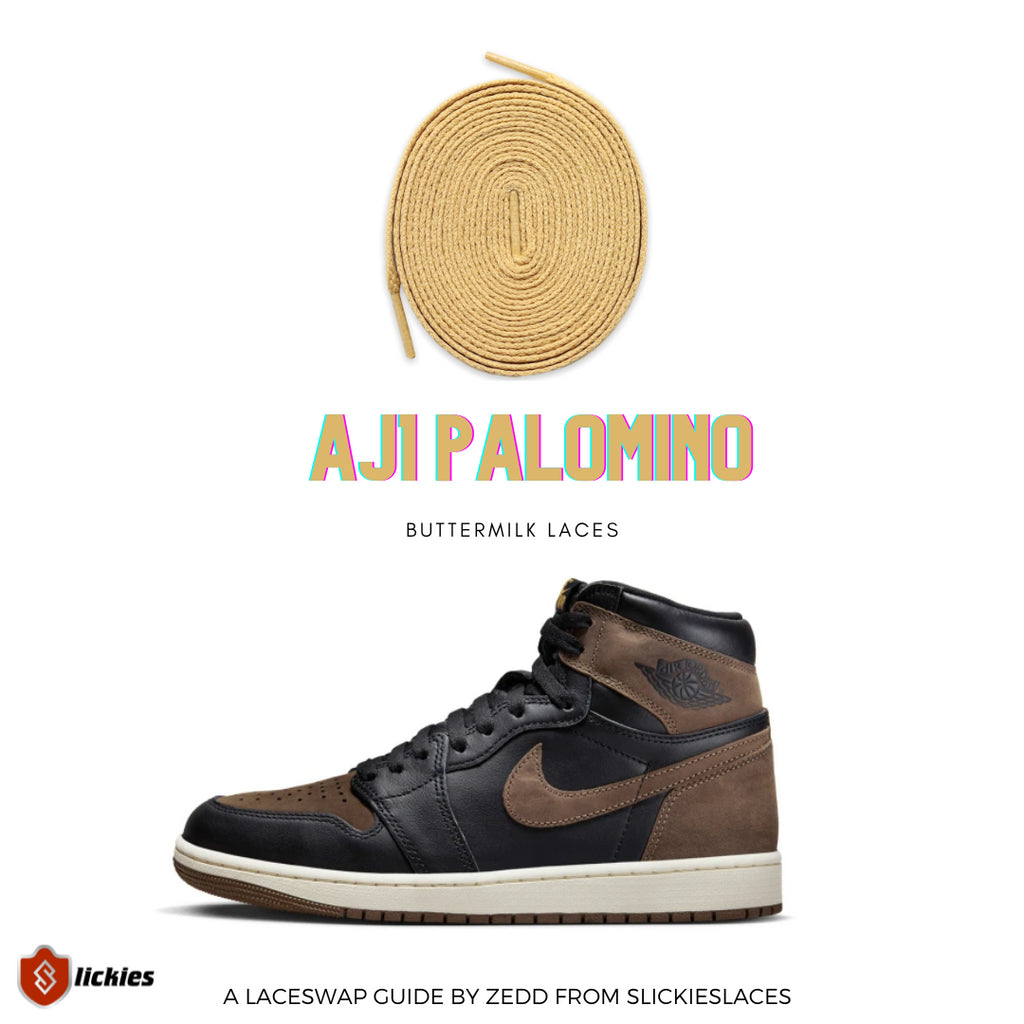 Buttermilk / Yellow / Gold laces Jordan 1 Palomino - Where to buy them? | Slickieslaces