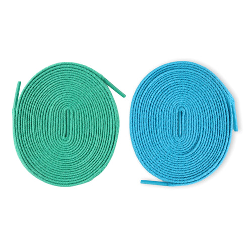 Jordan 4 Laces Basics Flat Thin - Blue Fury | Roma Green Laces for Union Air Jordan 4 Desert Moss & Taupe Haze