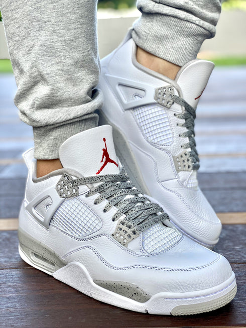 Retro Jordan 4 Laces Flat Cement Laces / Oreo