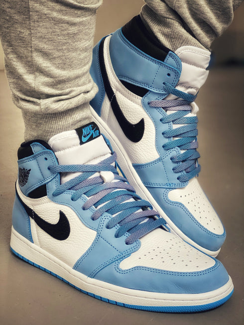 Tie Dye Flat Laces - Vintage Faded UNC Carolina Blue 85 for Air Jordan 1