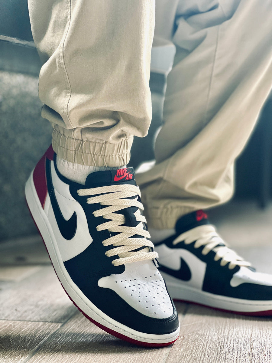 Jordan 1 Low Black Toe Cream laces - Where to buy them? | Slickieslace