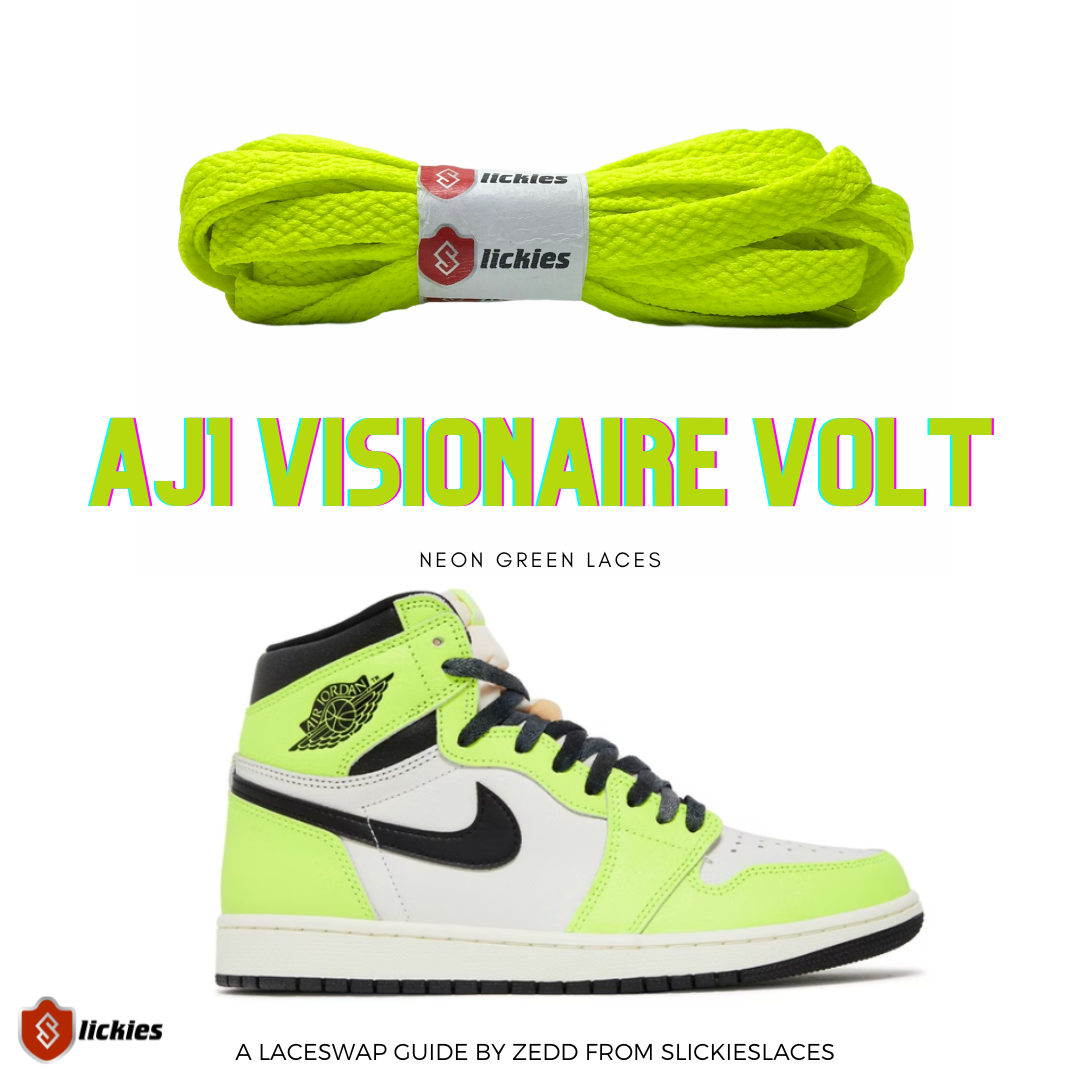 Jordan 1 Visionaire Volt Where to buy shoe laces By Slickieslaces