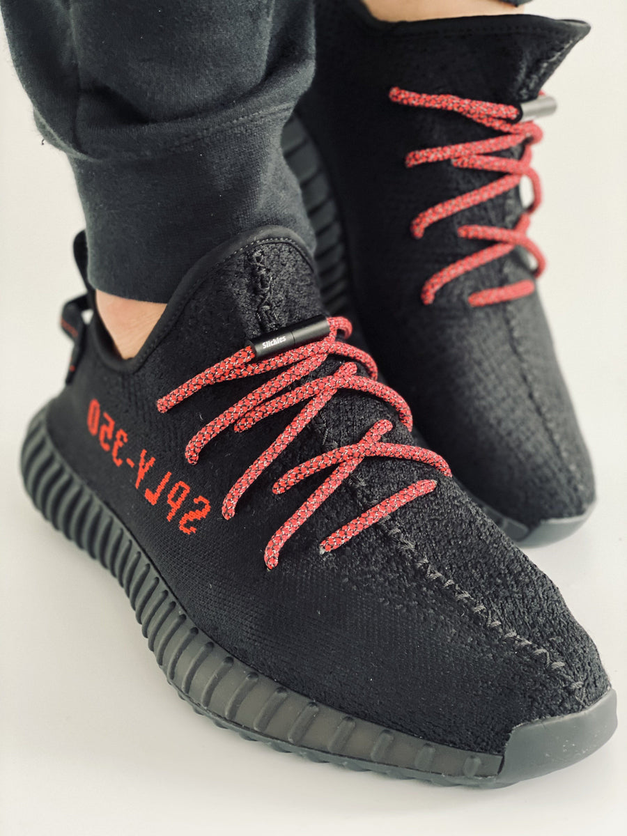 Yeezy Laces 3M Reflective Rope Laces V2 - BRED Black / Red Laces – Slickies